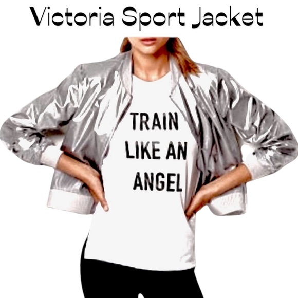 Victoria Secret Sport Metallic Silver Bomber Size Medium - Picture 1 of 13